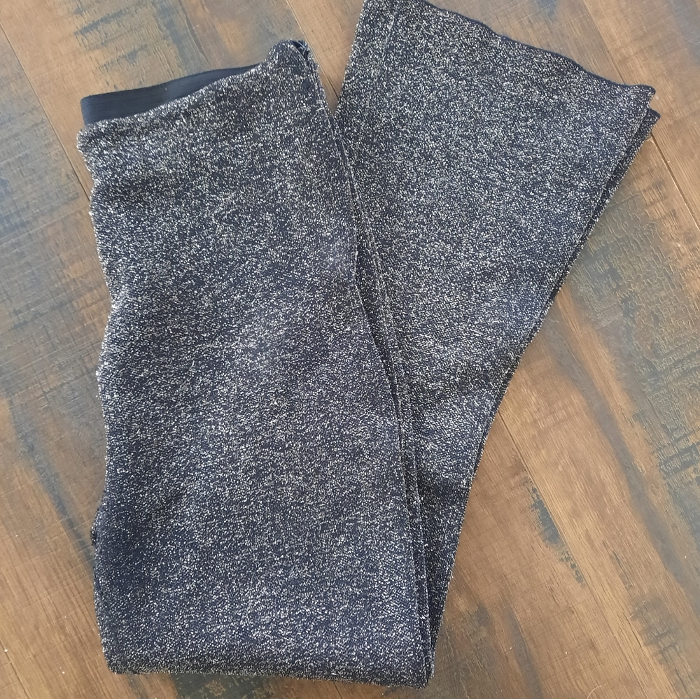 Metallic knit crop flare pants